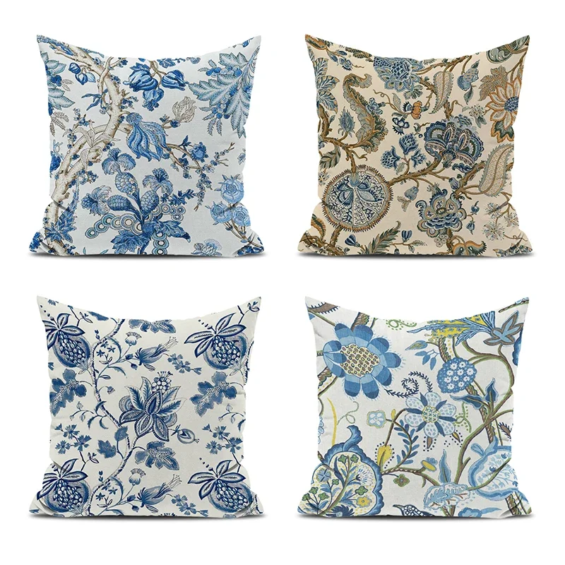 Pillow Cases Decorative Cushions Cover for Sofa Hampton Style Flowers Fall Decor Throw Pillows Pillowcase 40x40 Cushion Covers