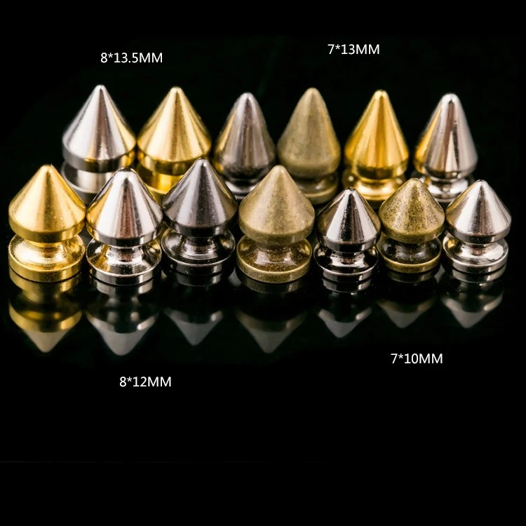 5Pcs/sets Multiple Sizes Silver Cone Spikes Screwback Studs Rivets for Punk Style Clothing Accessories DIY Craft Decoration