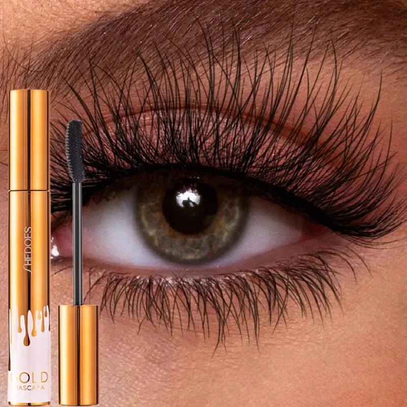 Dik krullend oog zwart waterdicht niet-vlekkend slank duurzaam en make-up gratis oog zwart goudkleurige mascara