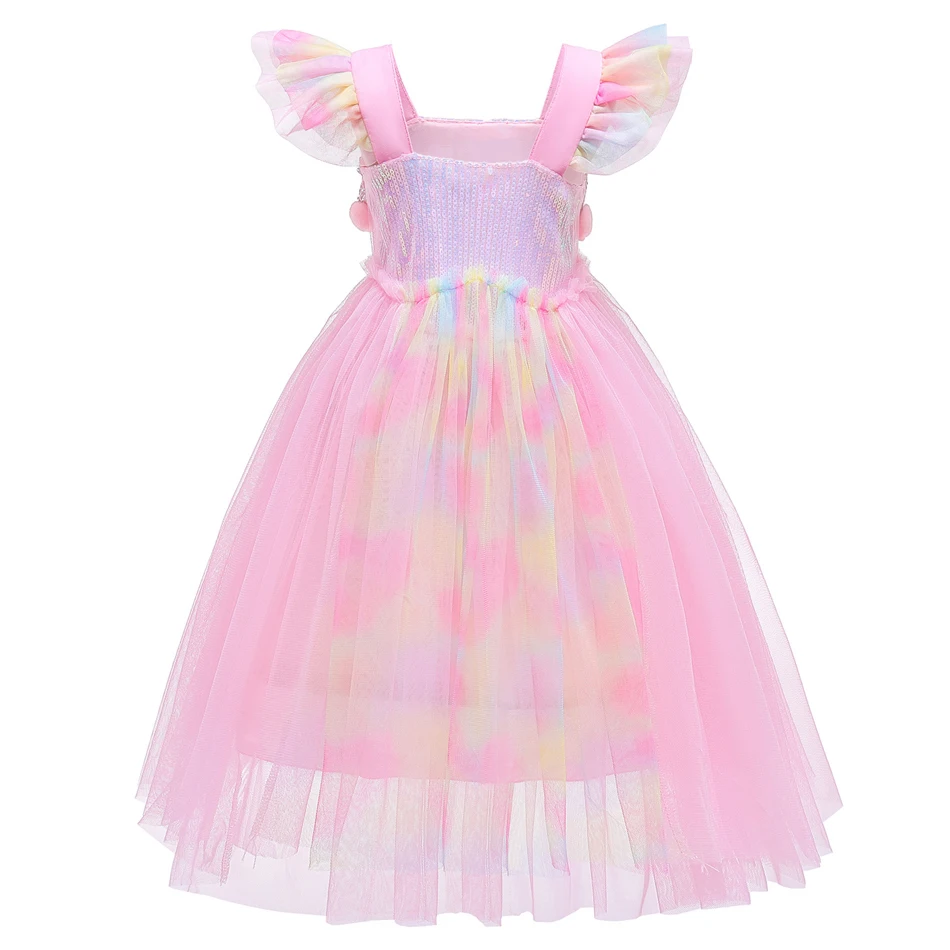 Unicorn Cosplay Princess Dress Girls Tulle Pink Frocks Carnival Halloween Birthday Masquerade Party Vestido Children Ball Gown