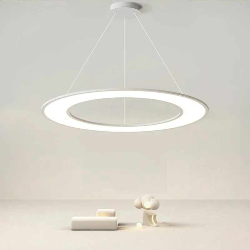 Cream style living room pendant light modern simple eye protection ring study dining table dining room decoration hanging lamp