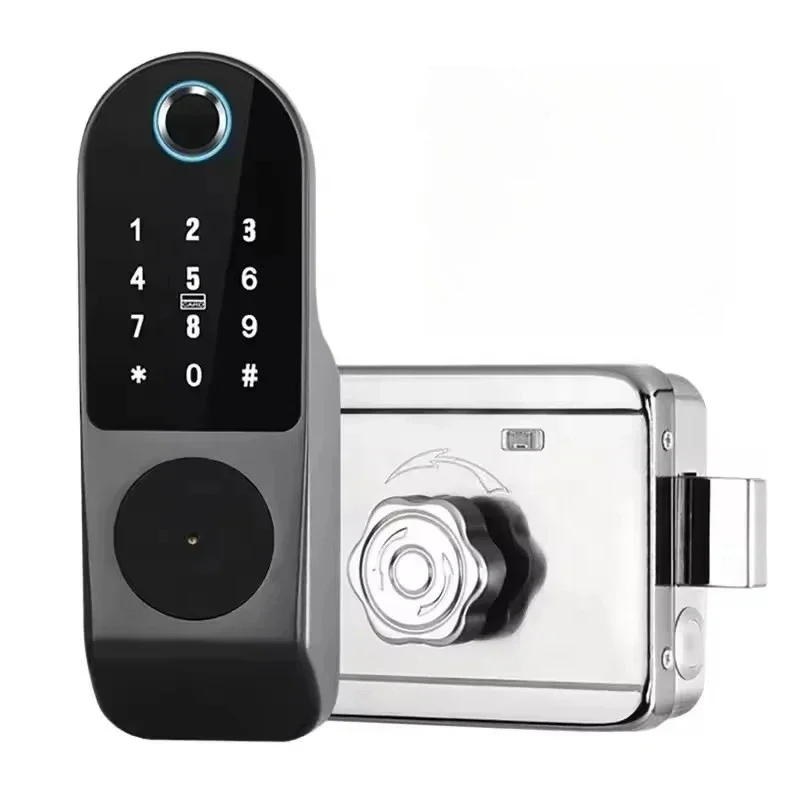 

Digital door lock Fingerprint card remote control Wireless access application Italian standard electric wheel ring key lock door