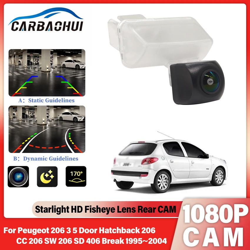 Камера заднего вида HD 1080P для Peugeot 206 3/5-дверный хэтчбек CC SW SD 406 Break 1995~2004 монитор парковки задним ходом