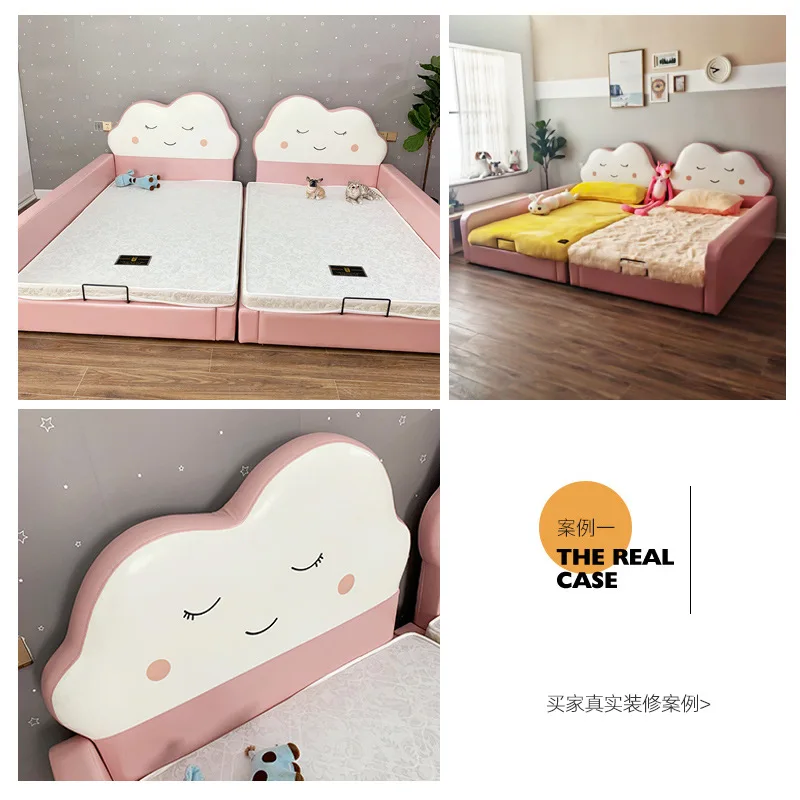 Muebles para niños y niñas, tatami de princesa, gemelos, combinación de cama para padres e hijos, empalme de cama más barandilla de banda ancha l