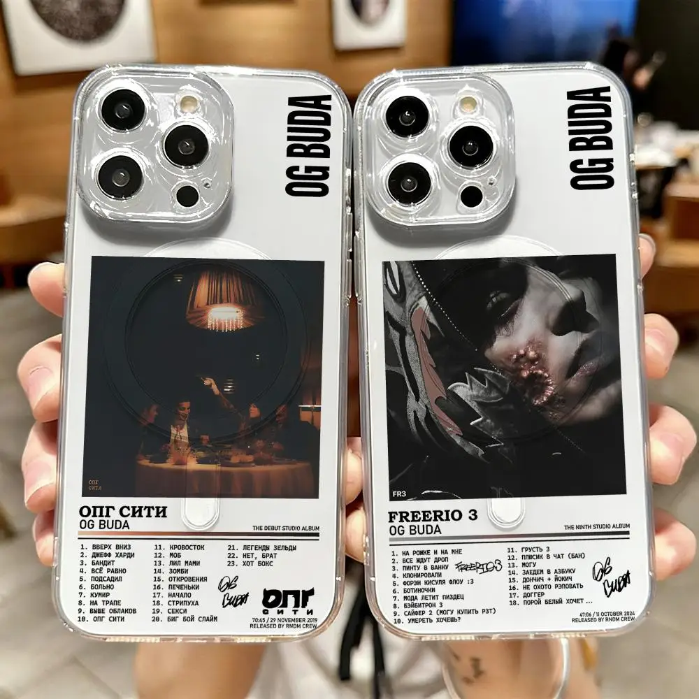 Funda para Teléfono Og B-BudaS Russia Rapper para iPhone 17 16 15 14 13 12 Pro Max Plus, Magnética, Transparente, con Carga Inalámbrica