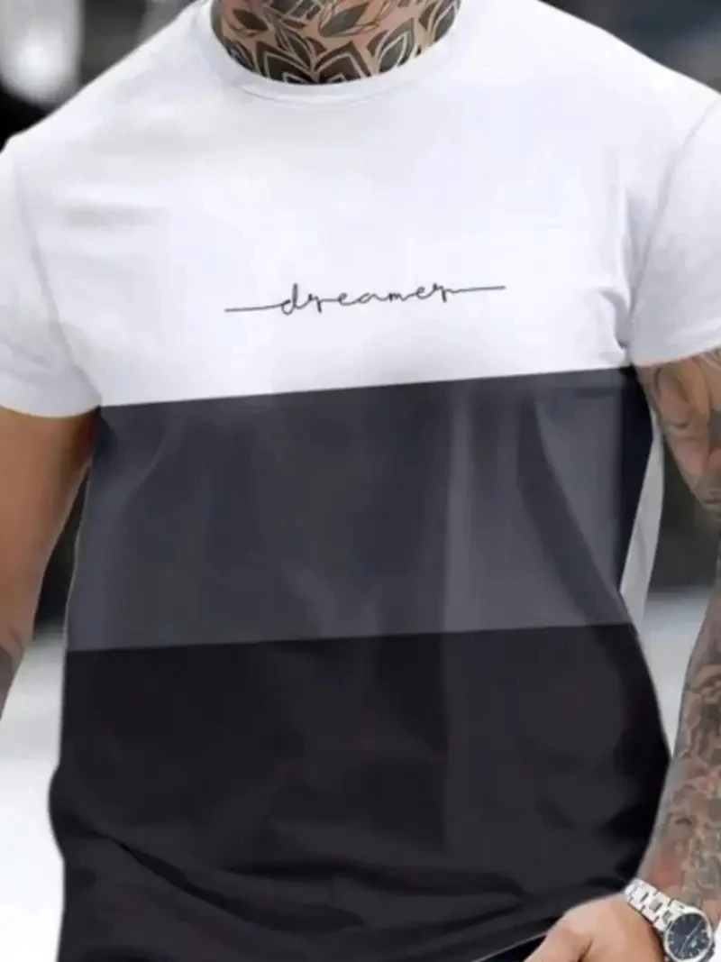 

Simple Striped Graphic T Shirts Summer Fashion Short Sleeve 3D Printed O Neck Tees Loose Streetwear Daily Wear Mens Clothing