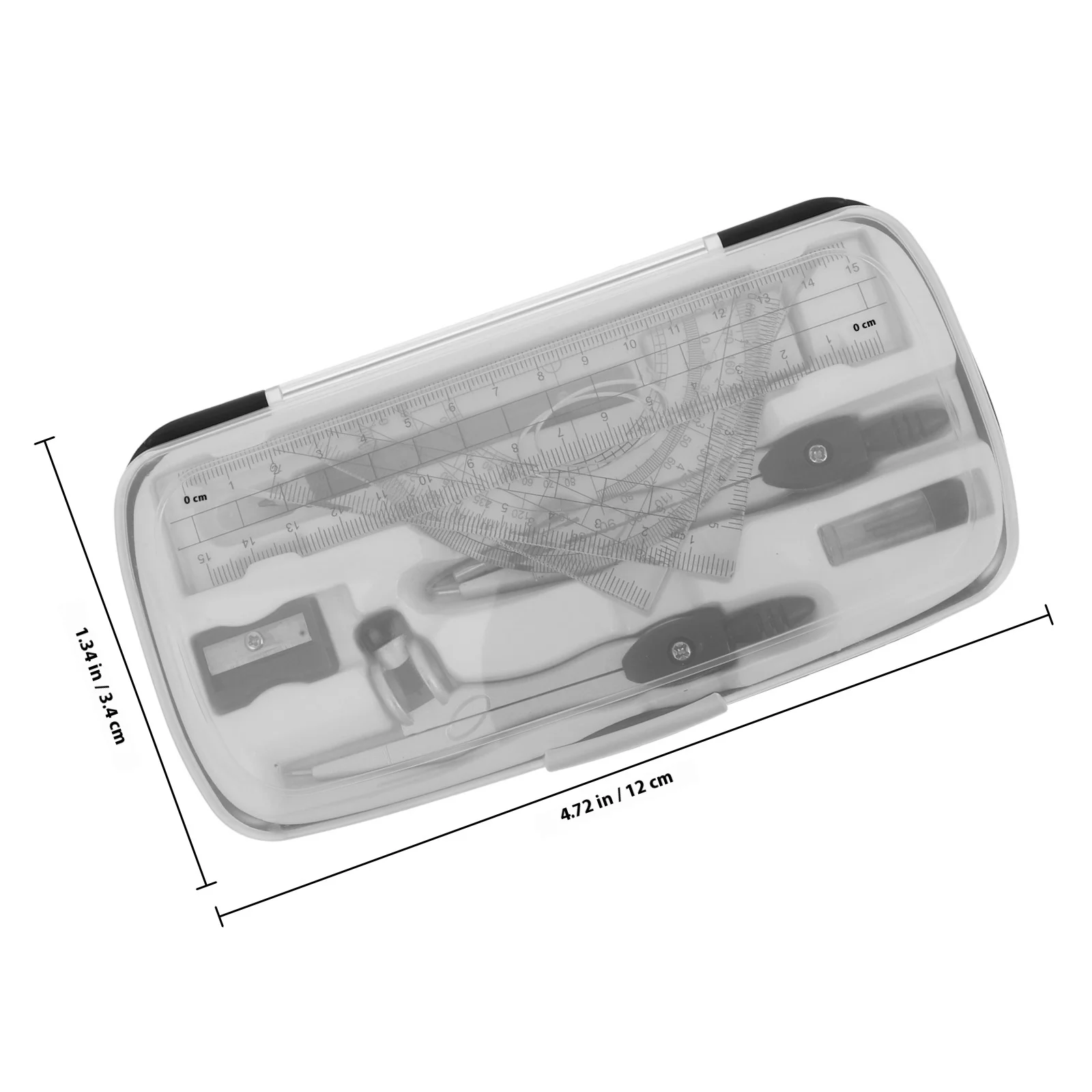 1Set Drawing Compass Set for Students Math Protractor Ruler Tool Kit Lightweight Portable School Stationery Supplies