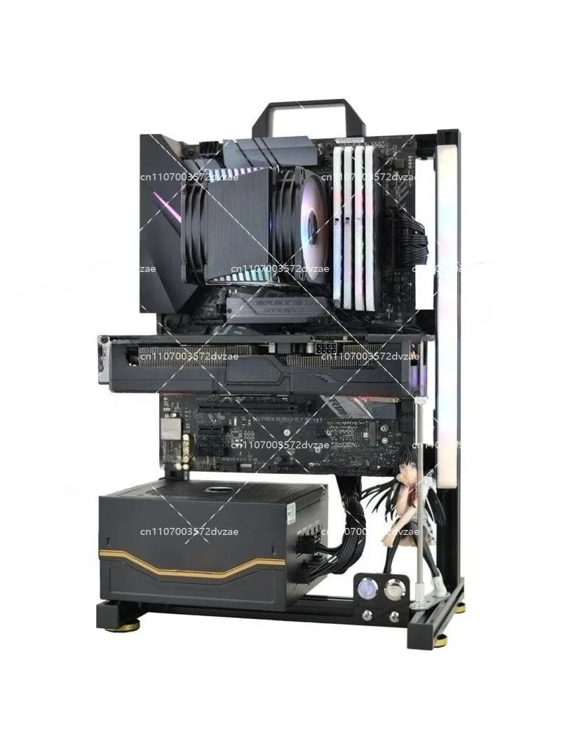 

Open Computer Case DIY Aluminum Frame Creative Wind/Water Cooling Cool Rack Gaming Wall Hanging Desktop Chassis LP
