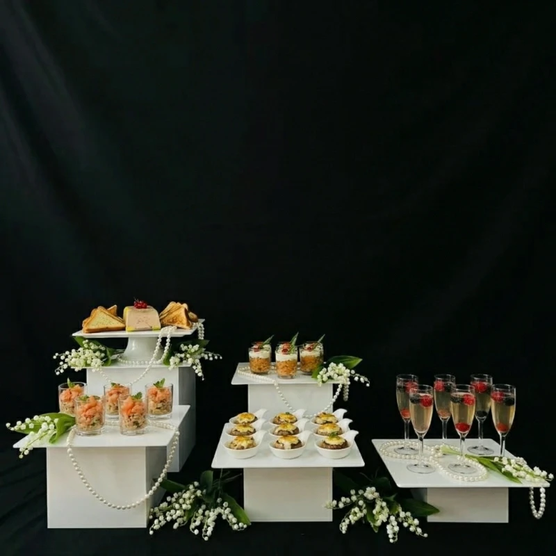 

10pcs Acrylic Dessert Holder Cany Bar Trays For Buffet Engagement Birthday Baptism Cake Chocolate Food Drinks Fruits Display