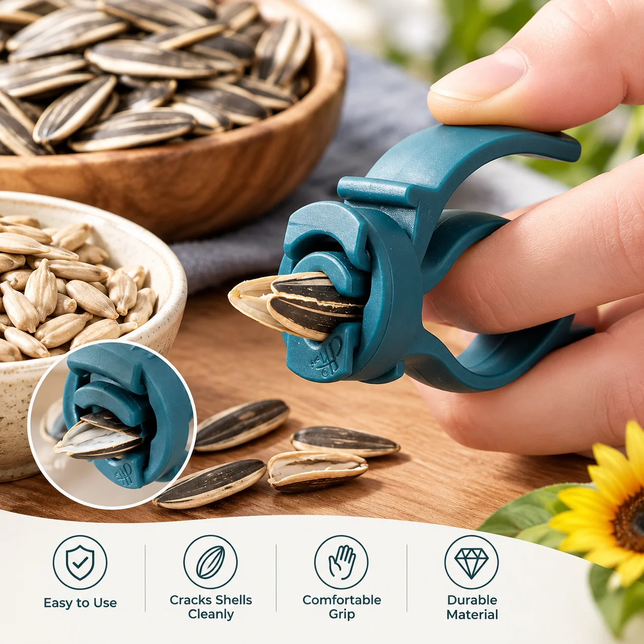 2Pcs Sunflower Seed Cracking Pliers Handheld Nut Peeler Tool Multi Color Teeth Hand Protection Easy Use Kitchen Gadget