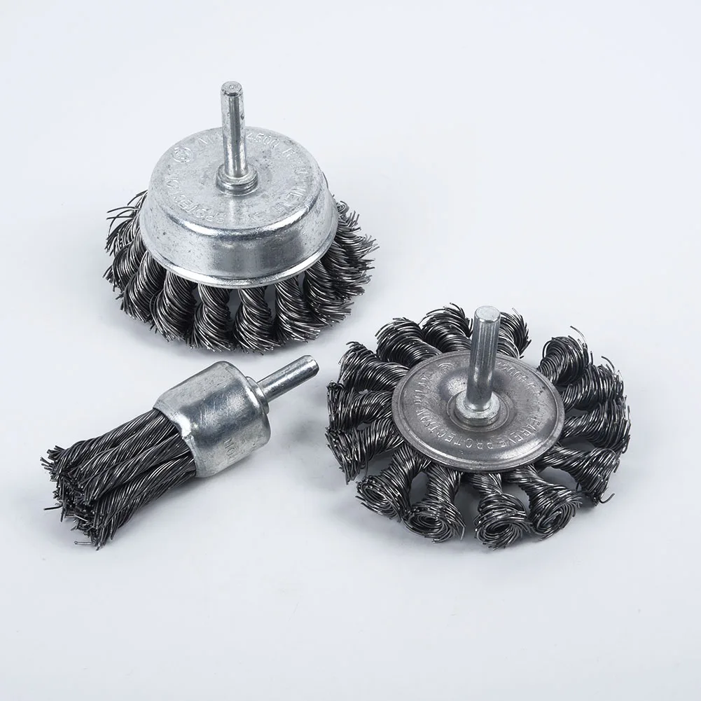 

Degreasing Grinder 3pcs Wire Brush Steel Polishing Wheels Rust Remover Rotary Replacement Accessories Wood Metal