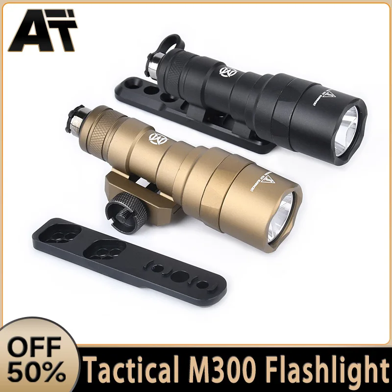 WADSN M300 Tactical Flashlight SF M300C LED Scout Light With M-LOK Keymod Offset Mounting Base Airsoft Hunting Weapon Accessory