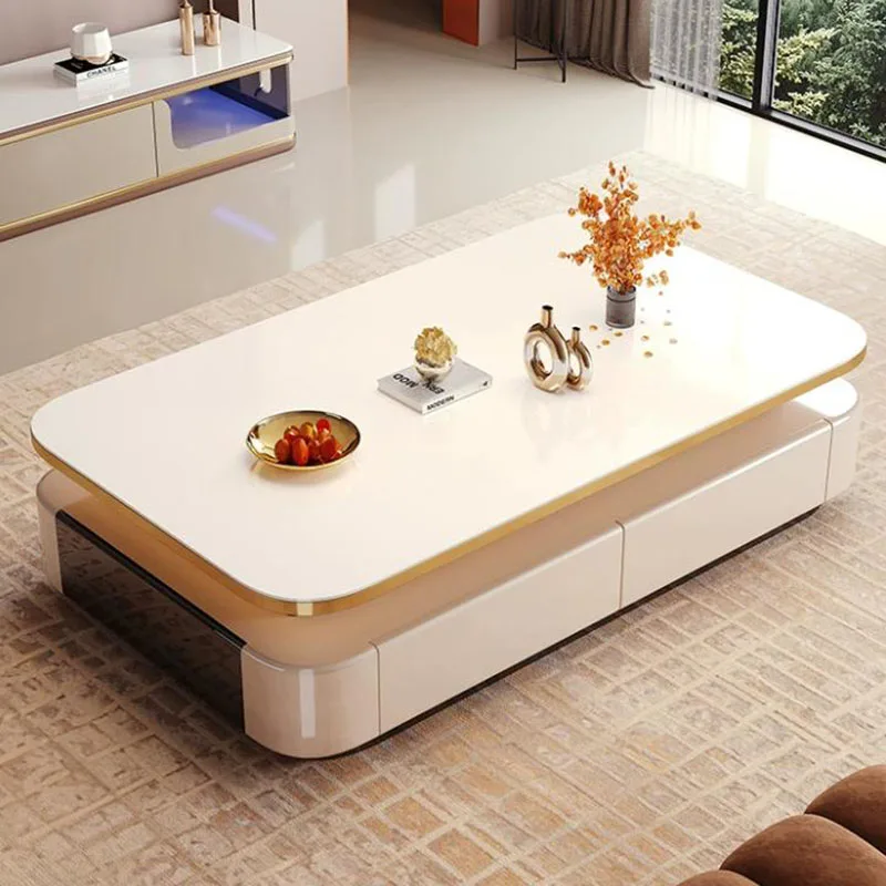Italian Luxury Coffee Table Minimalist Aesthetic Modern Center Coffee Table Living Room Storage Mesa De Centro Furniture Home