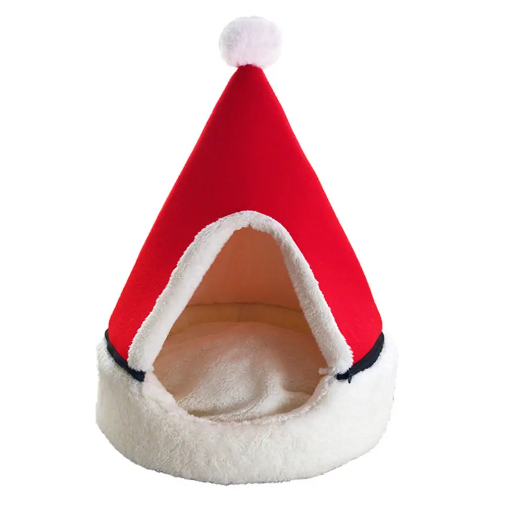 

Christmas Tree Bed Pet Tent Cave High Quality PP Cotton Dog Kennel Cat Xmas Tree Shaped Pet Bed Nest Winter House Xmas Tent Cave