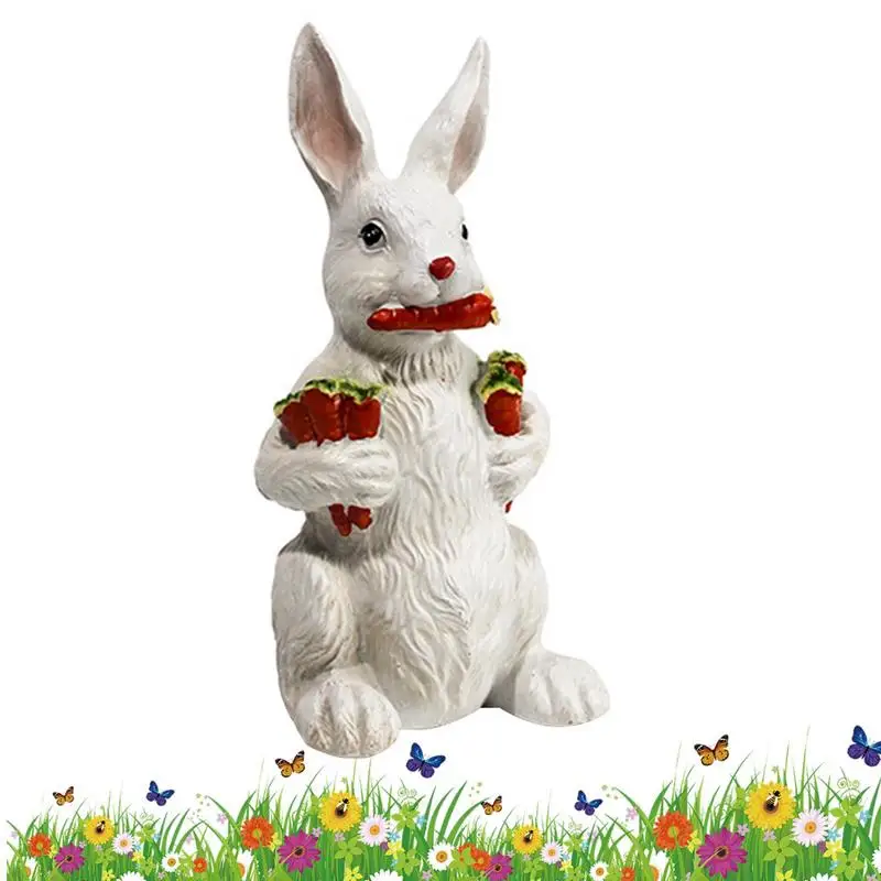 

Rabbit Figurines Resin Rabbit And Carrot Statue Easter Decorations Family Bunny Figurines Sitting Bunny For Home Farmhouse