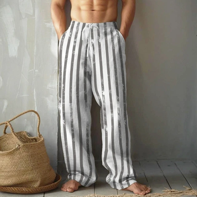 Nouveaux pantalons pour hommes imprimés à rayures en 3D, pantalons larges pour hommes à la mode et d