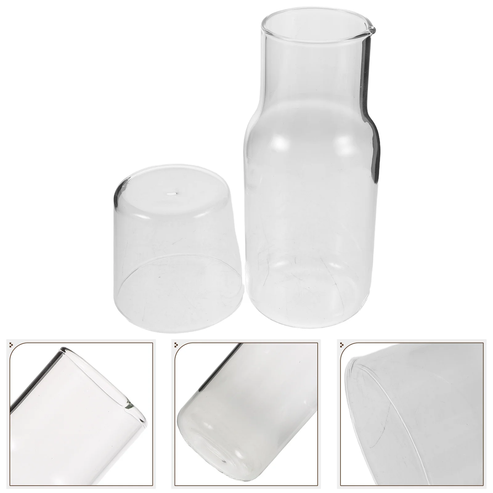 

2Set High Borosilicate Cold Drink Pitcher Glass Juice Water Bottle Carafe with Tumbler for Bedside Nightstand Outdoor Iced Tea
