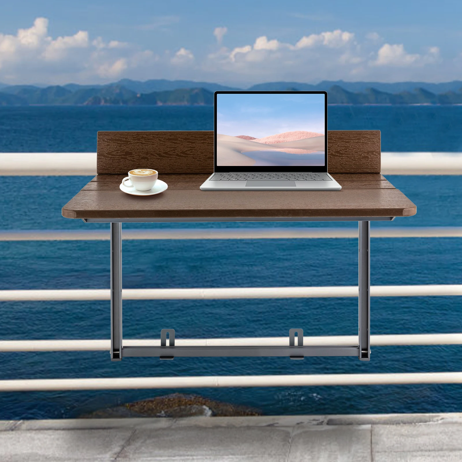 Balcony Table for Railings Balcony Railing Hanging Table Folding Balcony Table Hanging Adjustable Deck Table for Patio Garden