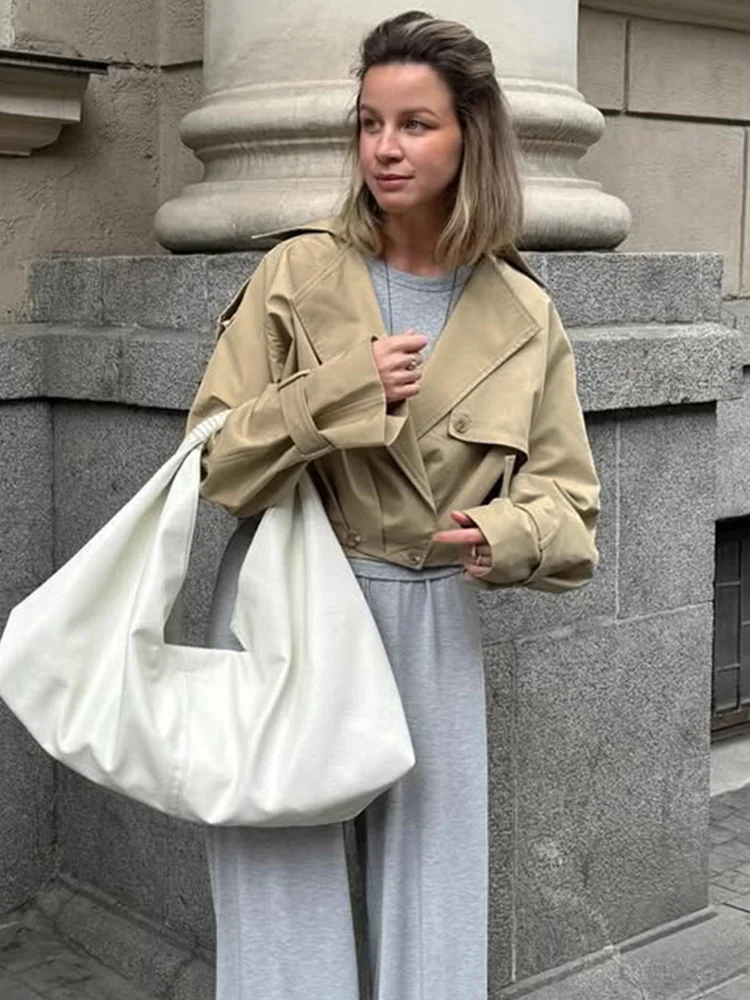 Trendix Loose Vintage Jacket Cotas Women Double-Breasted Patchwork Long Sleeve Cardigan Jackets Street Casual Outwear For Autumn