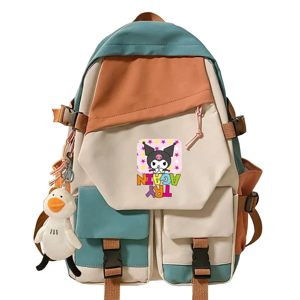 Girls Kids School Book Bags Kuromi Melody Women Patchwork Bagpack Teenagers Schoolbags Canvas Student Backpack