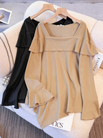 150Kg Plus Size Women's Bust 150 Spring Autumn Square Neck Base Knitted Sweater 5XL 6XL 7XL 8XL 9XL