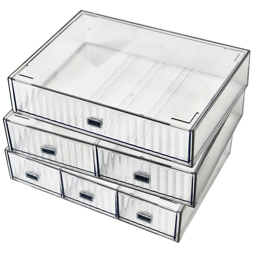 

Clear Transparent Storage Box Small Office Desk Desktop Drawers Makeup Organizer with