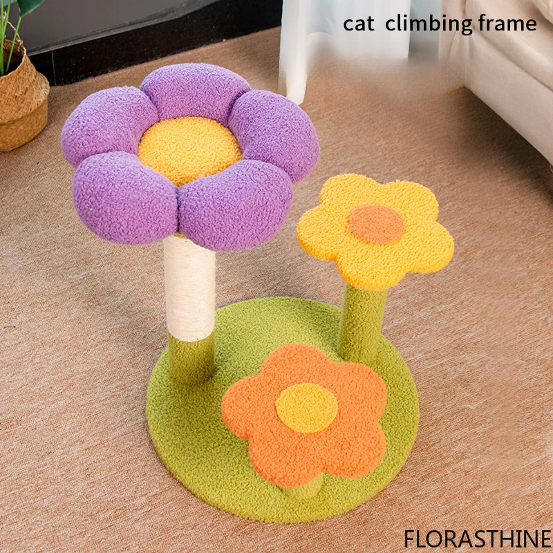 Sisal Rope Multi Layer Cat Climbing Frame Kitten Scratching Column Hemp Sisal Claw Grinding Tool Pet Trees Flower Shaped Nest