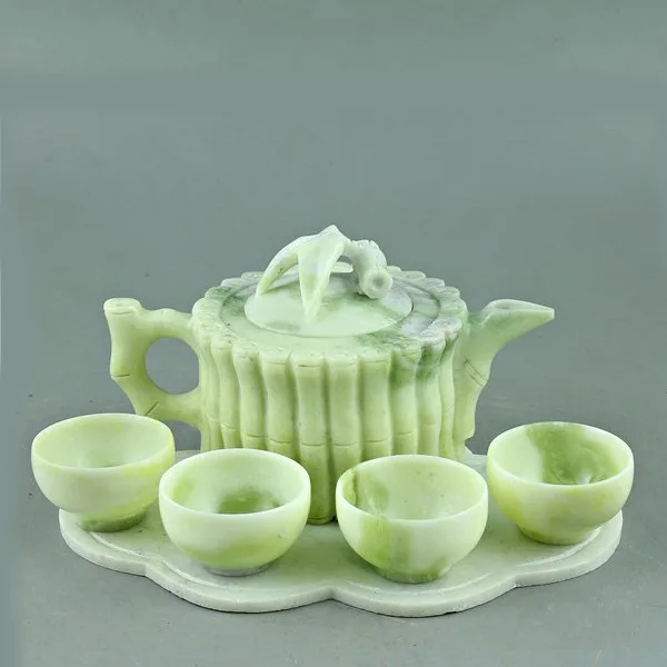 

Lantian jade tea set wine jade ornaments home living room TV table wine cabinet office tea table Chinese decorations