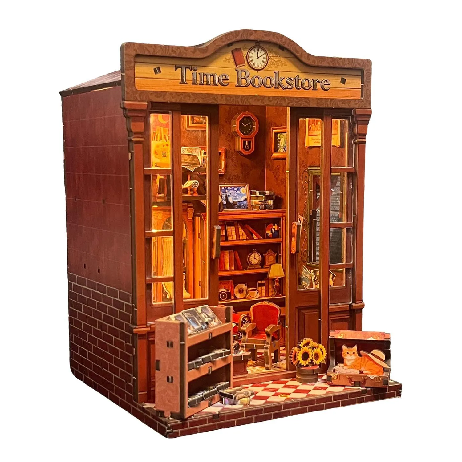 

Набор для сборки миниатюрной деревянной книжной полки DIY Time Bookstore Book Nook: 3D-пазл-подставка для книг, подарок друзьям на день рождения