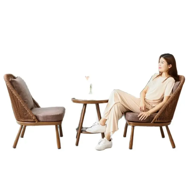 Three-Piece Set Home Table-Chair Set Modern Minimalist a Table and Two Chairs Rattan Chair Small Table and Chair