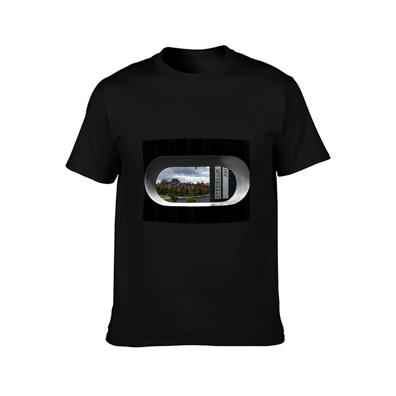 Stedelijk Museum Window Amsterdam T-Shirt, Summer Casual Cotton Tee, Oversized Streetwear Tops, Vintage Graphic Print