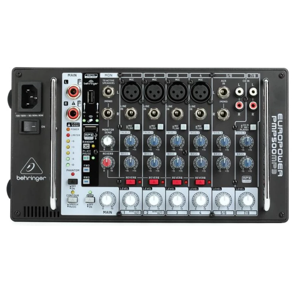 Behringer Europower PMP500MP3 8-channel 500W Powered Mixer Pofessional Audio Console For DJ Live Show Or Event