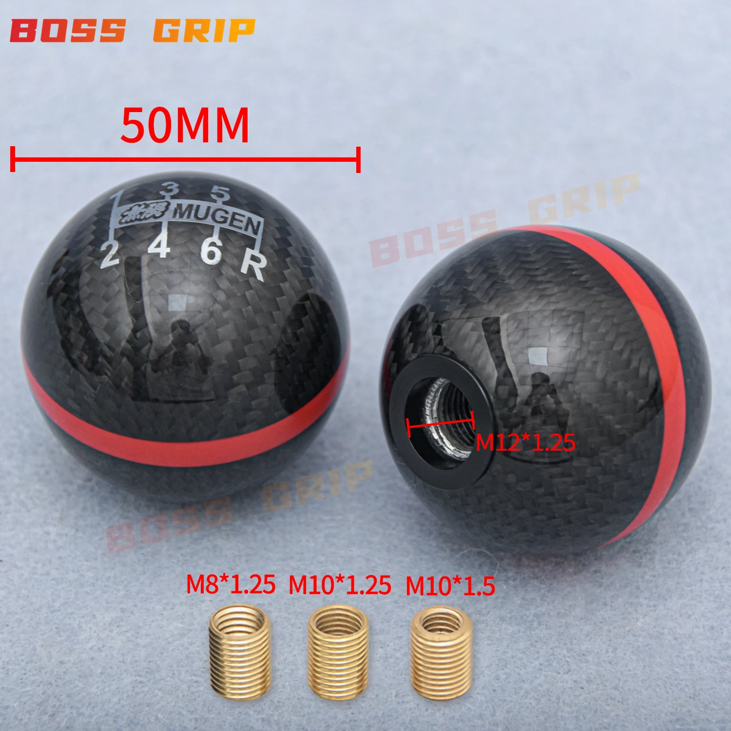 Universal JDM Carbon Fiber Mugen 5/6 Speed Gear Knob Manual Spherical Ball Gear Shifter Knob Head for Honda Acura Civic