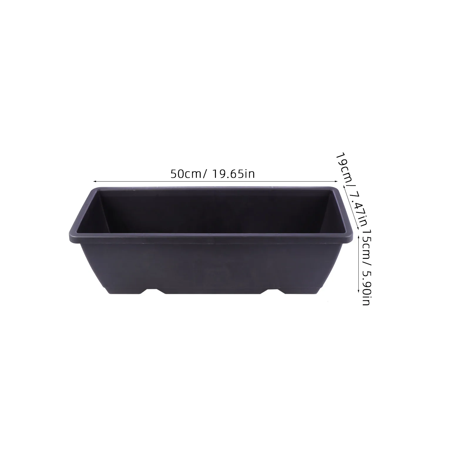 

Plastic Planter Large Black Rectangular Garden Plant Pot with Drainage for Balcony Flower Vegetable Long Shape Decor Home