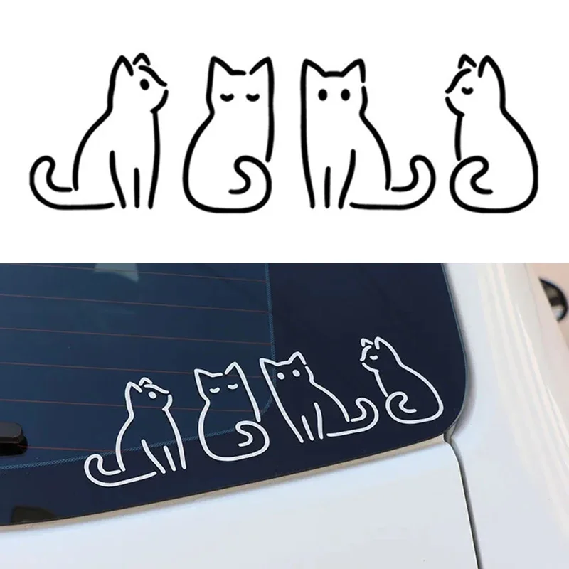 Cute Cat Car Sticker Vinyl Decal For Car Window Bumper Motorcycle Fridge Home Window Auto Exterior Decoration Accessories