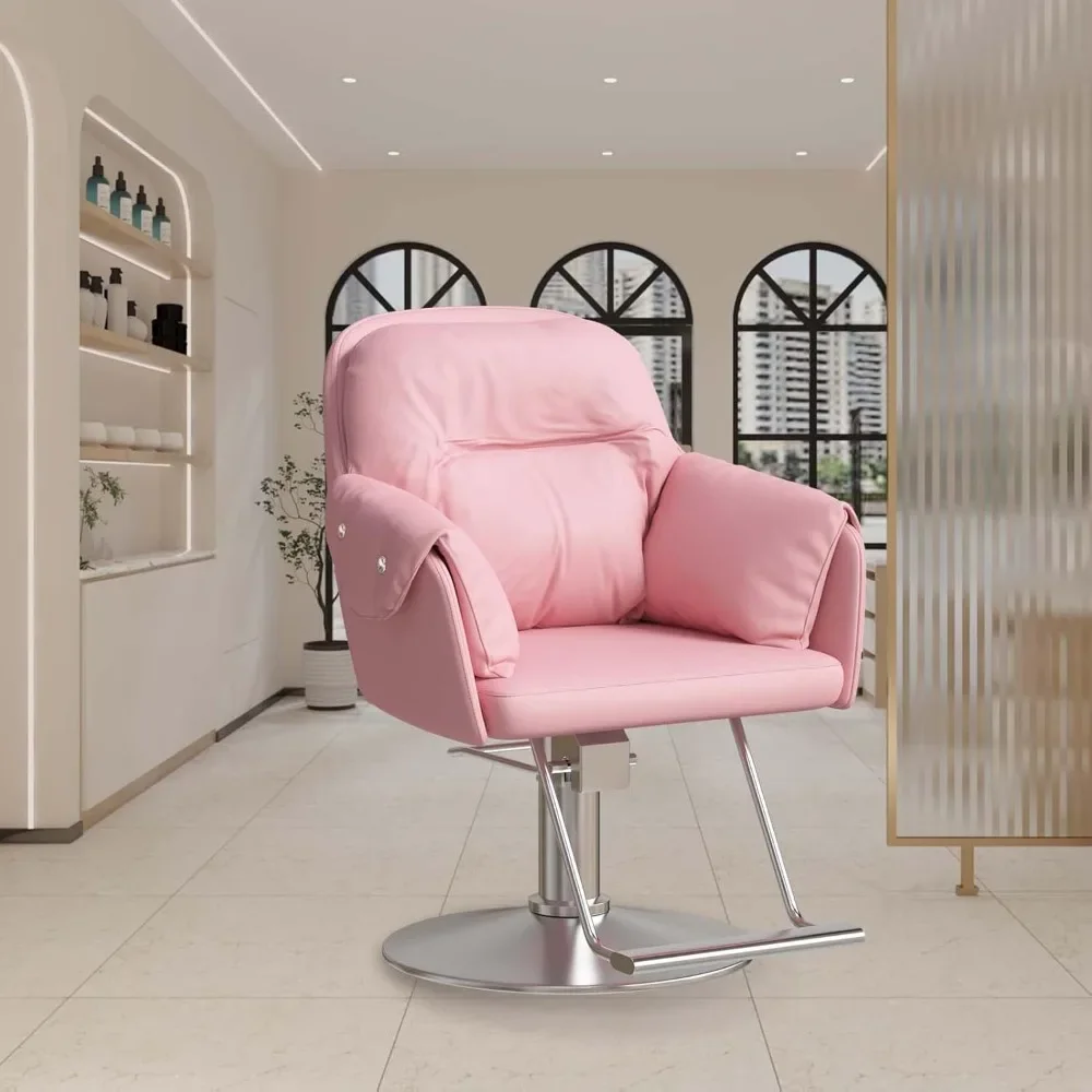 كرسي صالون مع مسند ظهر مريح، كرسي حلاق R مع ارتفاع قابل للتعديل ودوار دوار 360 درجة مريح #2