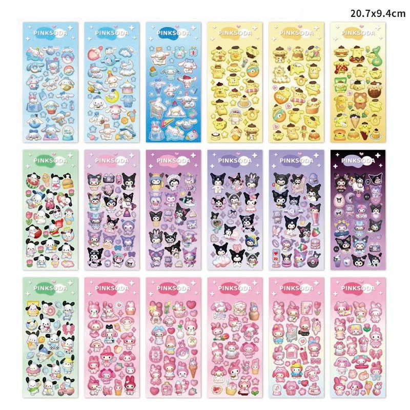 40pcs/lot Sanrio Melody Pochacco Stickers Kawaii Kuromi Scrapbooking DIY Diary Decorative Stationery Sticker Album Stick Label