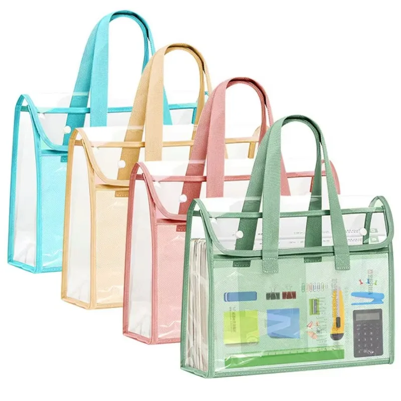 

Comprehensive Handled Document Folder Transparent Waterproof Durable Thick Student Exam Tutoring Paper Homework Book Storage Bag
