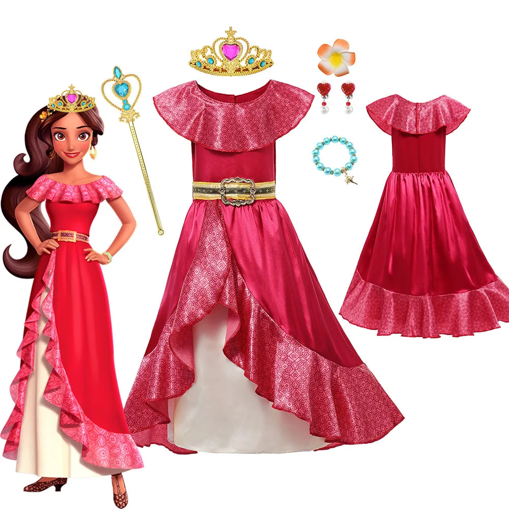 Disney Elena of Avalor Princess Costume For Girl 2024 Carnival Party Children Clothing Birthday Cosplay Ball Gown Outfit Dress