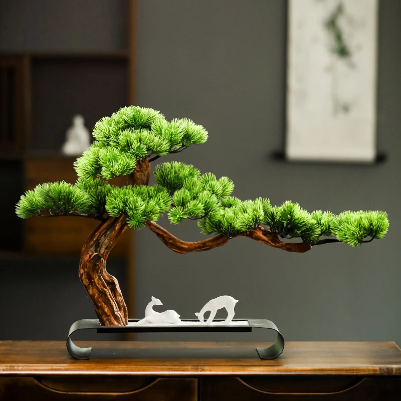 Simulation green plant bonsai welcome pine indoor fake tree store landscaping entrance decoration ornament green plant bionic