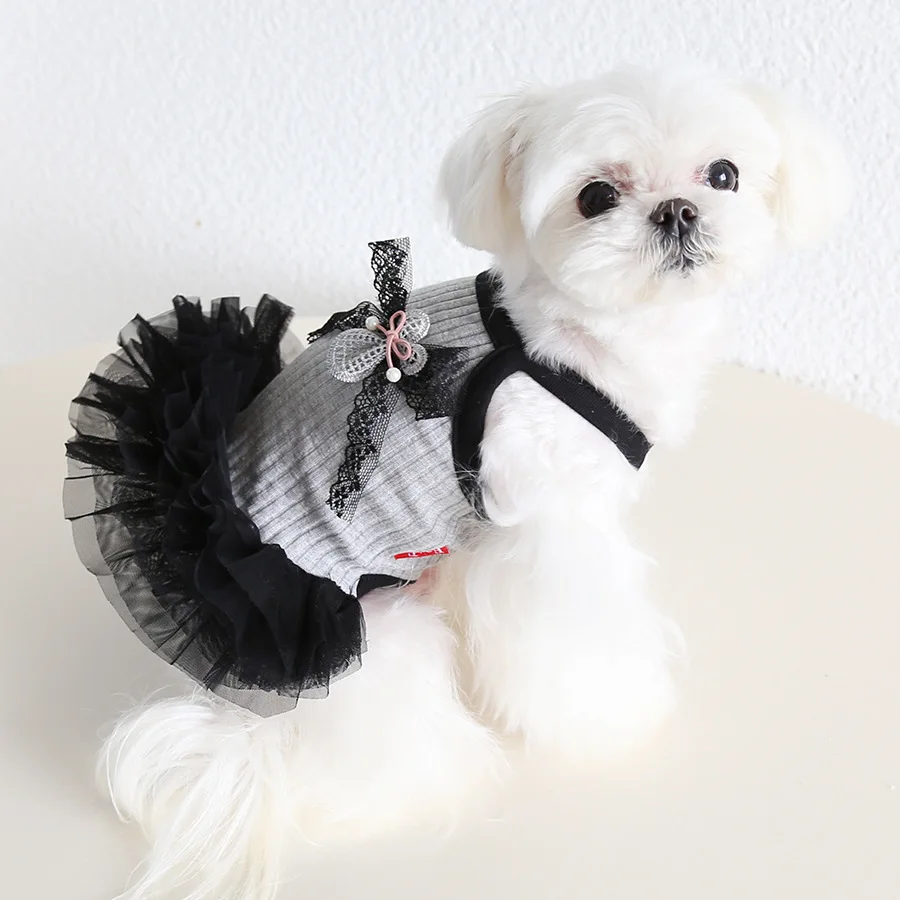 

Mutihome Bulldog Corgi Dog Black Gauze Bow Poncho Skirt Spring Summer 2026 New Dog Cat Clothing Pet Dog Clothes Suppliers