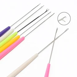 Plastic Handle Small Crochet Hook with Tongue Sweater Shoes Beading Wig Knit Sewing Tools For Hair Weaving Dreadlock Extension