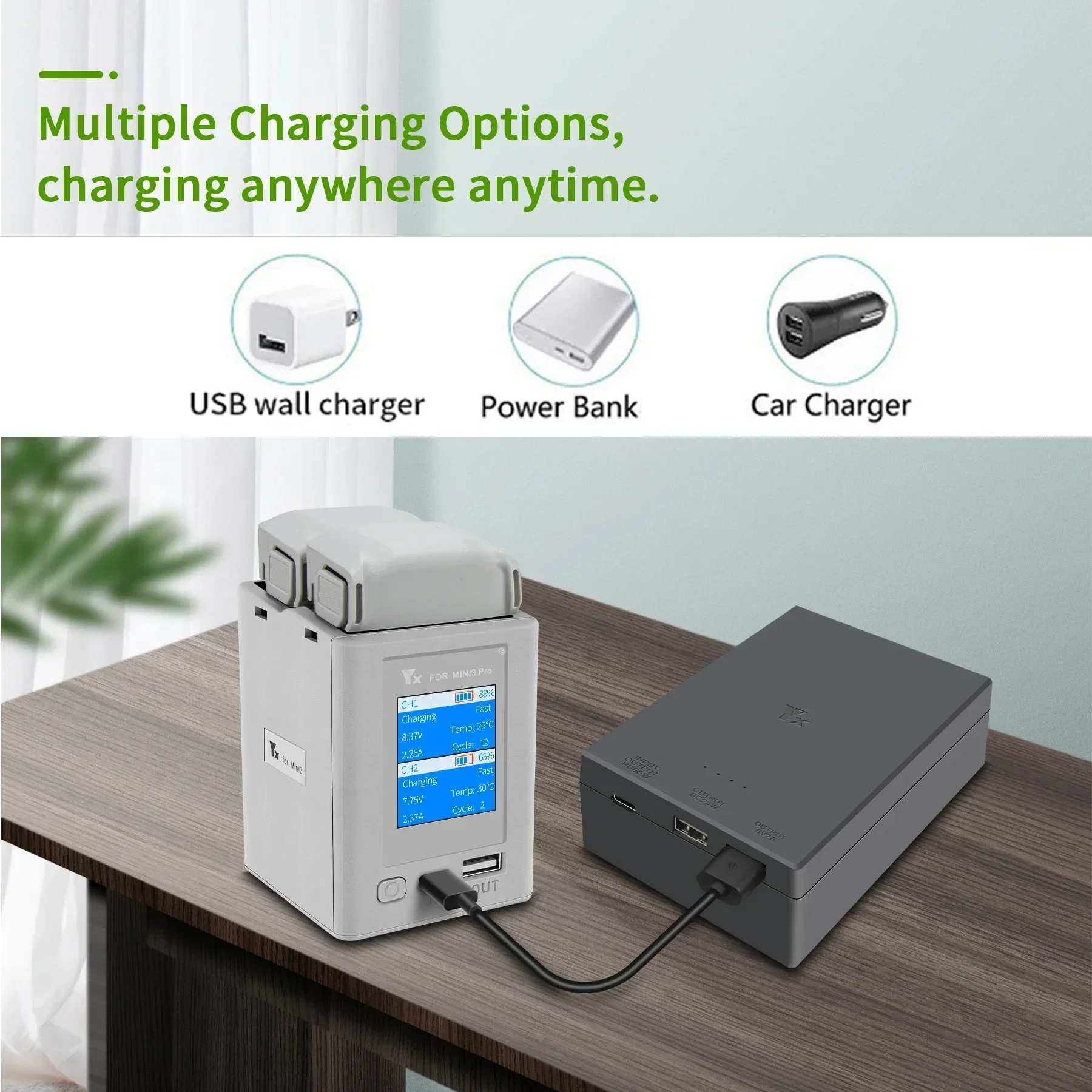 Bi-Directional Digital Display Charging Hub Battery Smart Charger for DJI Mini 4 Pro/Mini 3 Pro Charge Manager Power Bank Drone