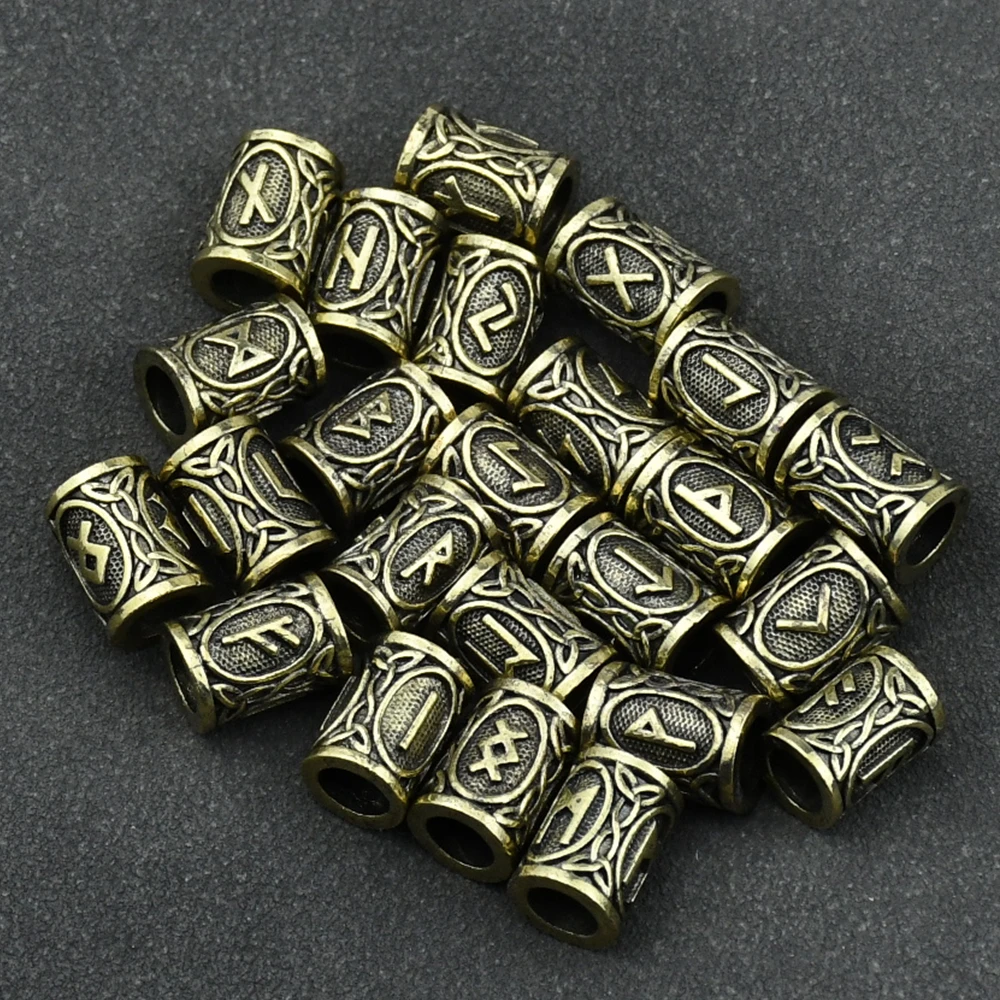 Hair Braid beard Dreadlock Beads rings tube Viking Rune Pattern Design for Hair Styling Accessories