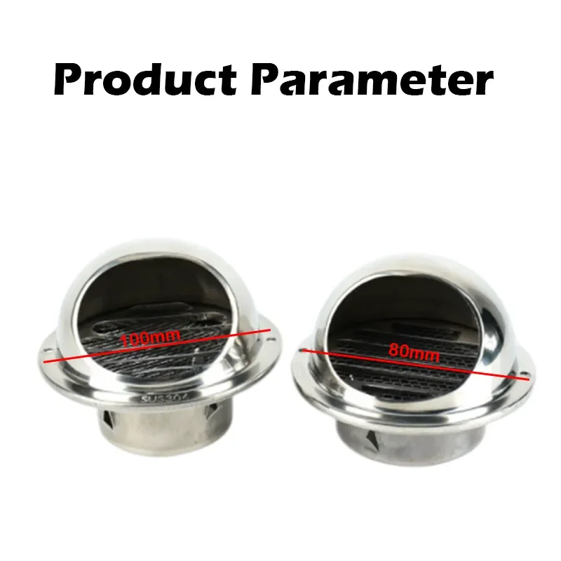 80/100MM Stainless Steel Exterior Wall Air Outlet Grille Round Heating Cooling Ceiling Air Vent Ducting Ventilation Exhaust