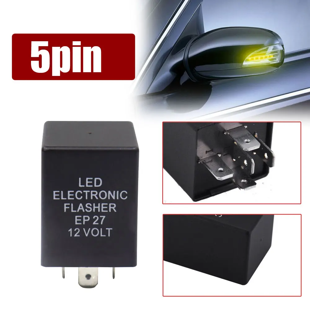 1Pc Car 5Pin EP27 FL27 Electronic LED Flasher Relay for Turn Signal Bulbs Fix Hyper Flash Issue Universal Car Accessories