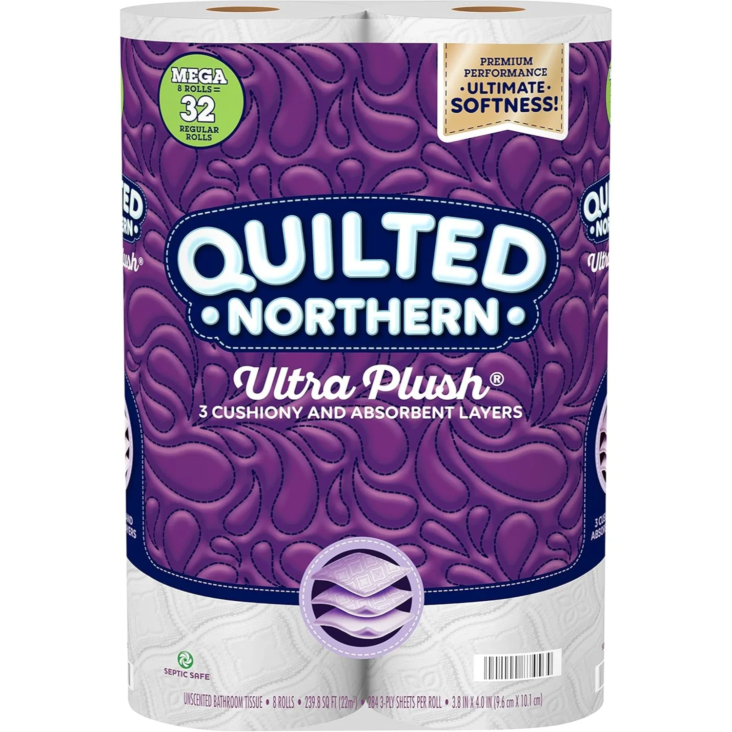 

Ultra Soft Toilet Paper 8 Mega Rolls 3 Ply Thick Absorbent Plush Bath Tissue