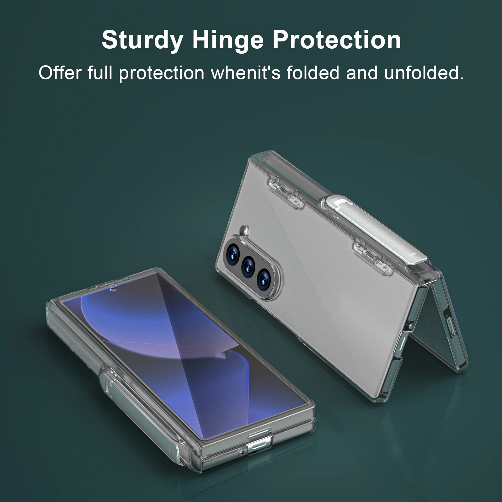 For Samsung Galaxy Z Fold 6 Case Skin Friendly Matte Folding Hinge Bracket with Tempered Film Shockproof Protection Hard Cover