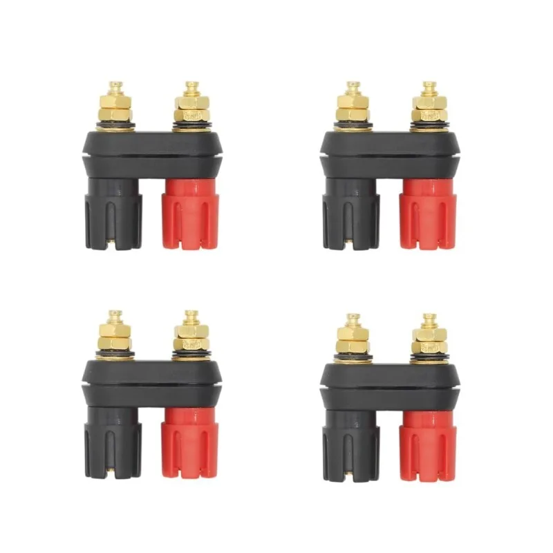 4pcs Dual Plum Head 4mm Banana Plugs Terminals Red Black Connector Amplifier Terminal Binding Post Banana Speaker Plug Jack