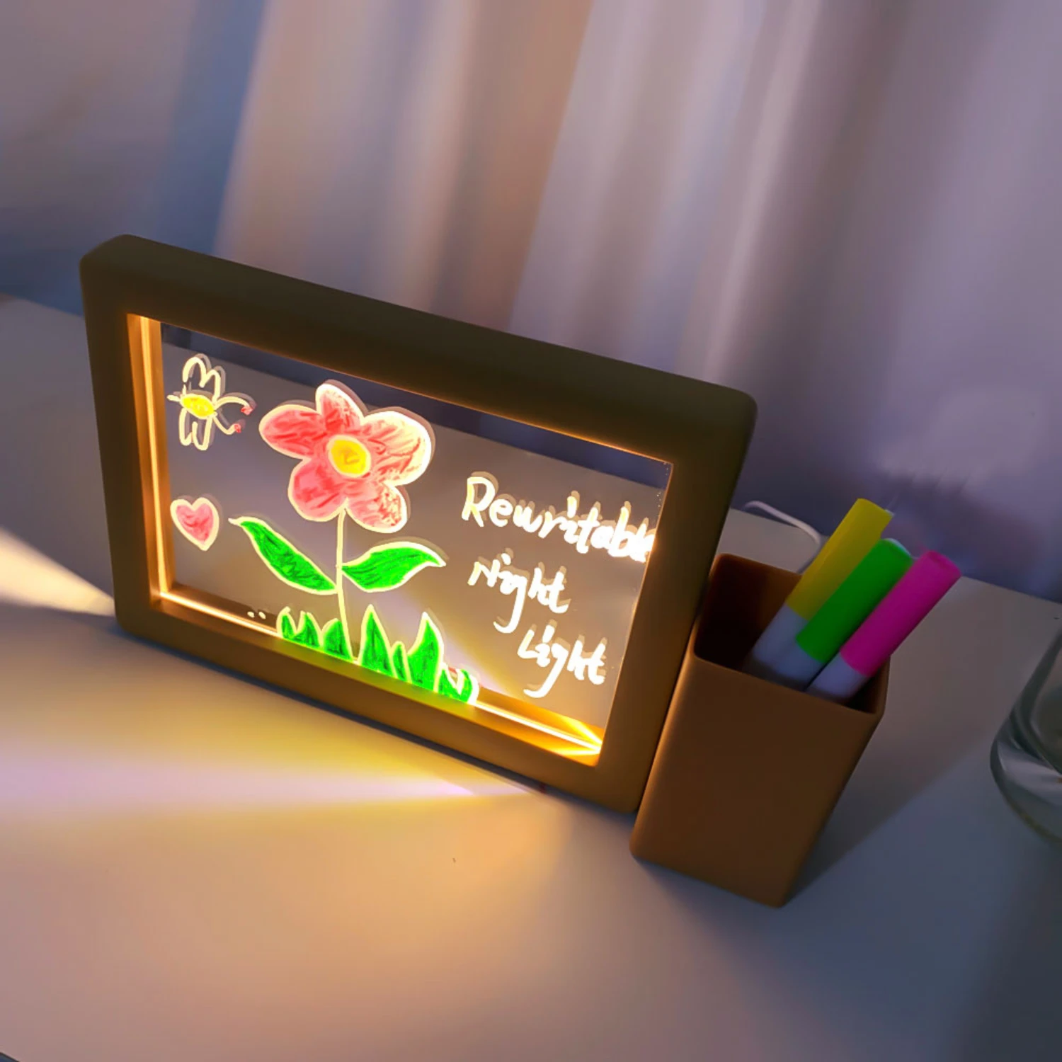 Elegantes luces nocturnas USB acrílicas: ideales para decoración de habitaciones, adornos de escritorio y tablero de mensajes, perfecto para regalos